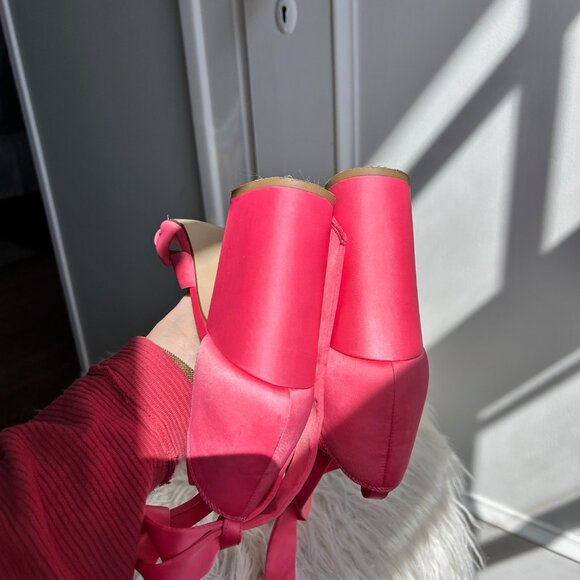 ASOS New Look Block Satin Heel Salmon/Pink Size 9 - Picture 5 of 10